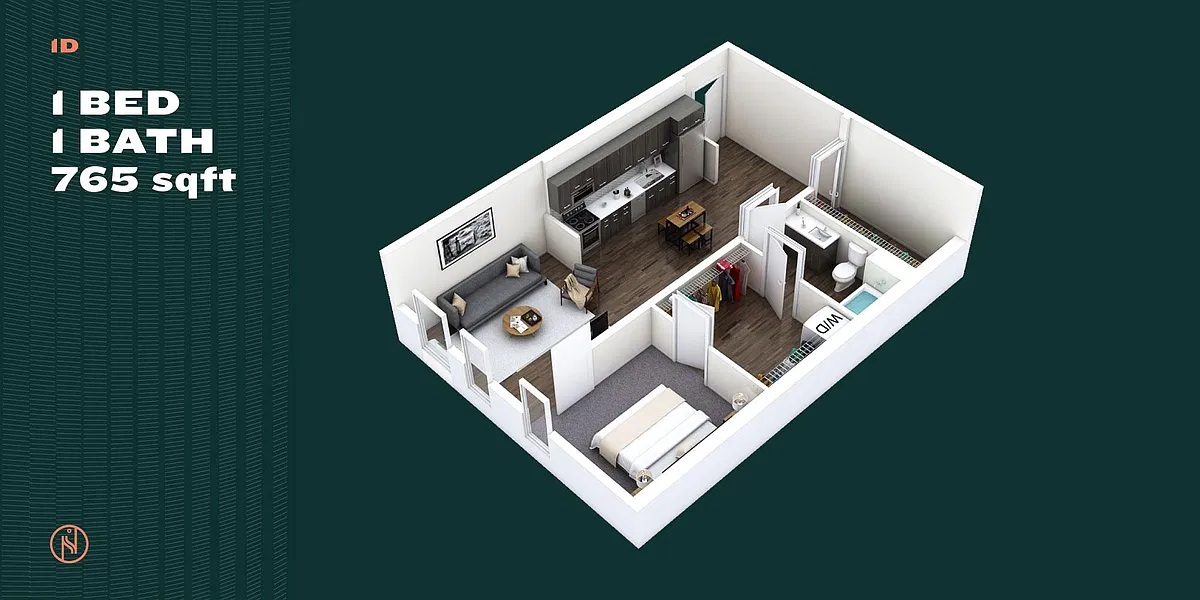 Floor plan One Bed One Bath D