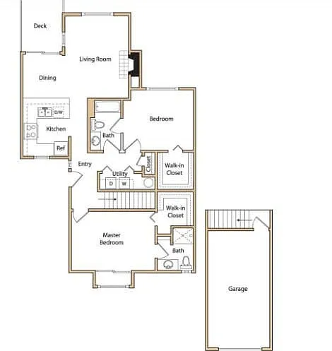 Floor plan Renovated 2X2 (L)