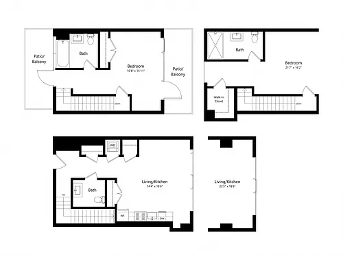 Floor plan 1 Bedroom Loft - 1.5 Bath | Al2
