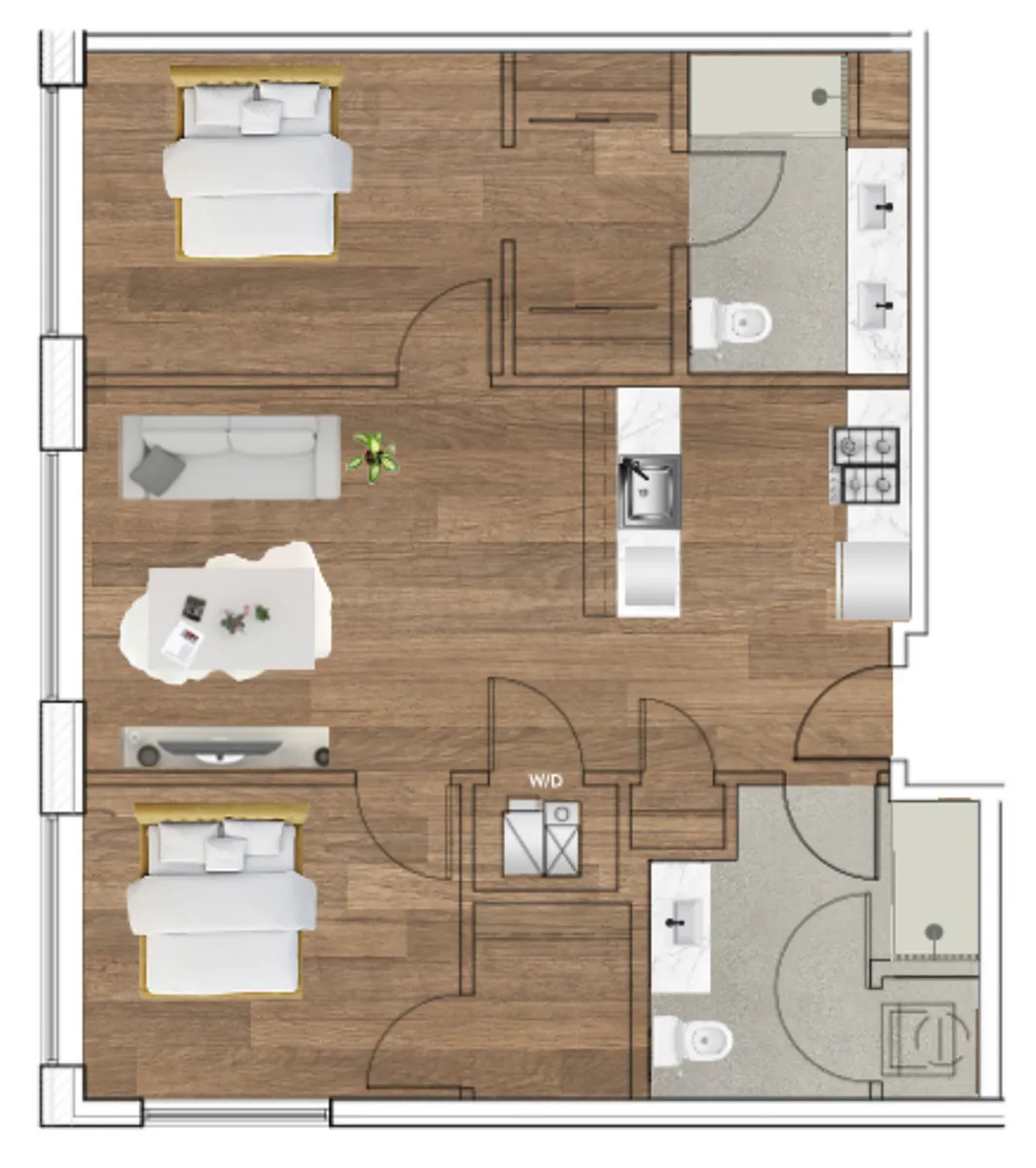 Floor plan 2 Bed x 2 Bath