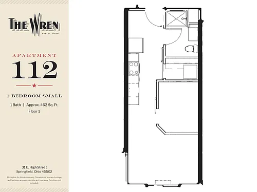 Floor plan WREN-112-1BED-S-N