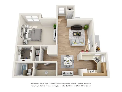 Floor plan 1 BR/1 BA - Cobalt