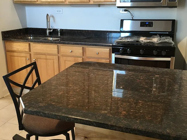 New granite counters and cabinets