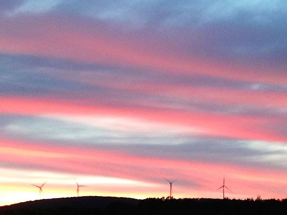 WIND TURBINES ACROSS LAKE