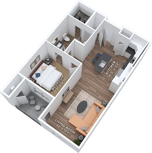 Floor plan A1 One Bedroom