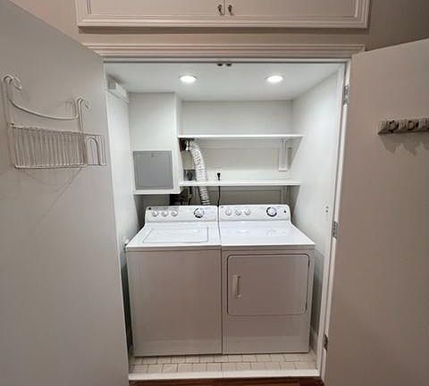 Full size washer/dryer with storage