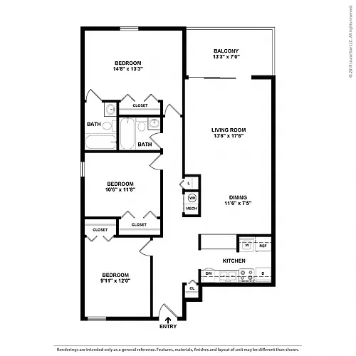 Floor plan 3 Bed 2 Bath