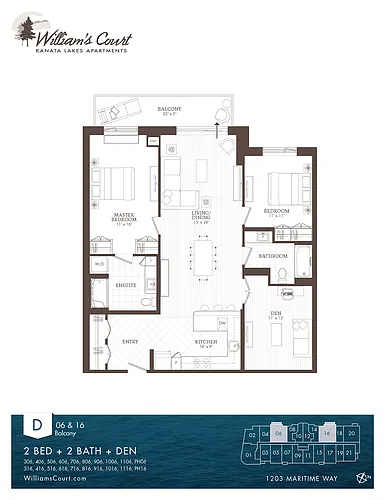 Floor plan 2 Bedroom + Den