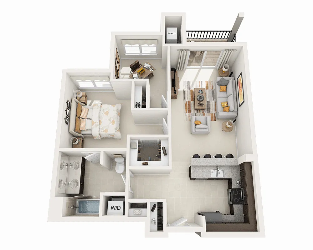 Floor plan One Bedroom A1DD2