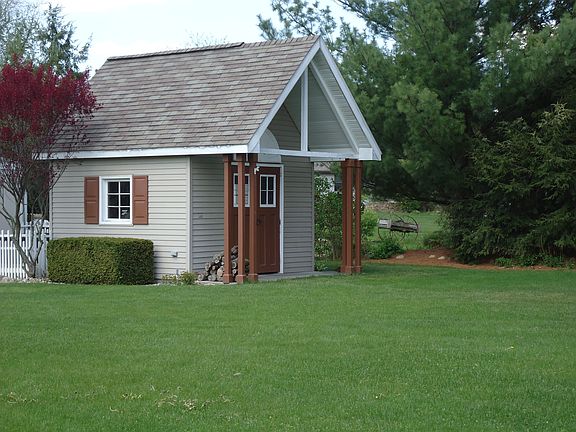 Matching shed has a loft 