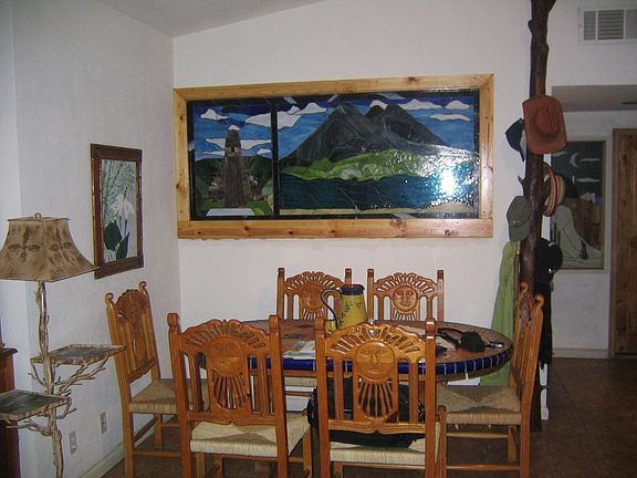 Dining Area with stained glass mural