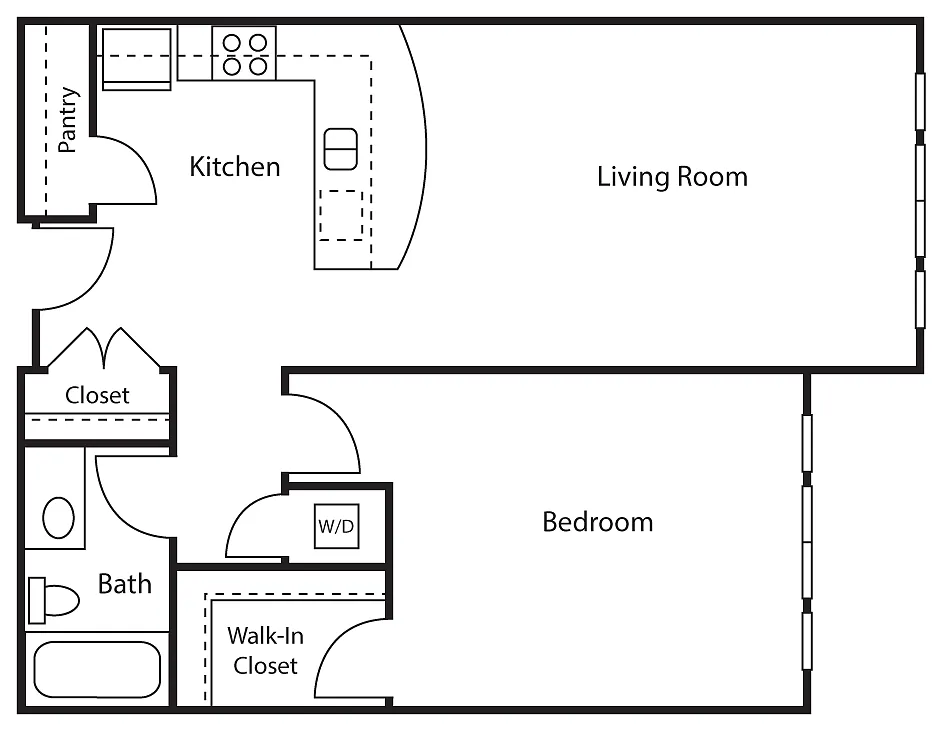Floor plan Traditional 1 Bed 1 Bath A