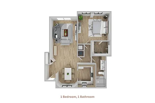 Floor plan 1 Bedroom, 1 Bath