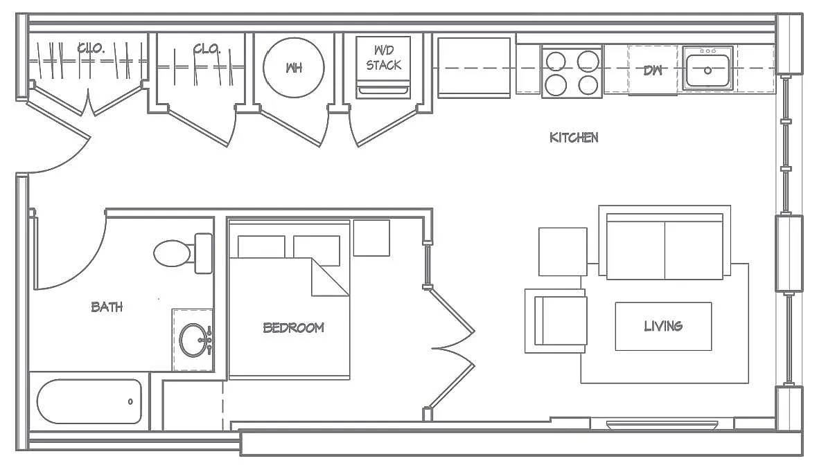 Floor plan Eff (1E1B)