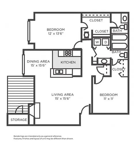 Floor plan B3 - Renovated