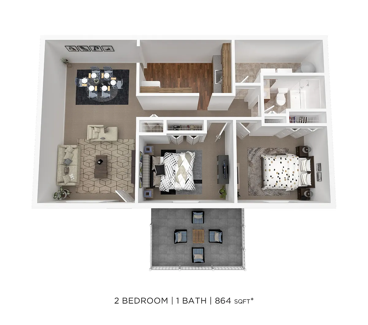 Floor plan Two Bed One Bath