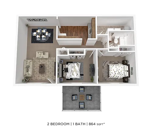 Floor plan Two Bed One Bath