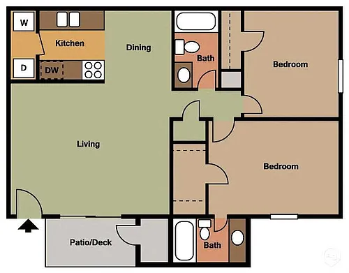 Floor plan 2 Bed 2 Bath Standard