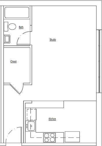Floor plan Studio x 1 Bath