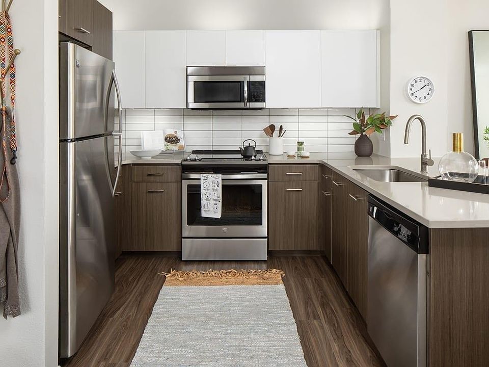 Modern kitchen with stainless steel appliances