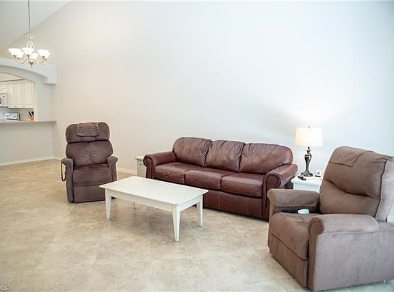 Vaulted ceilings create a spacious feel in the villa's great room.