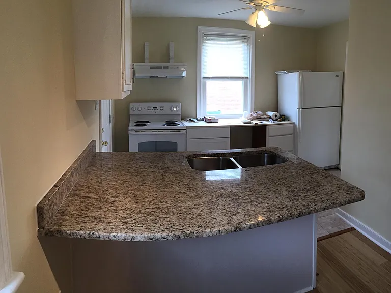 Into kitchen