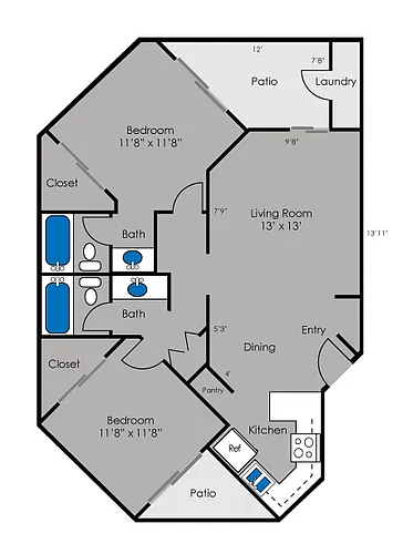 Floor plan 2x2R