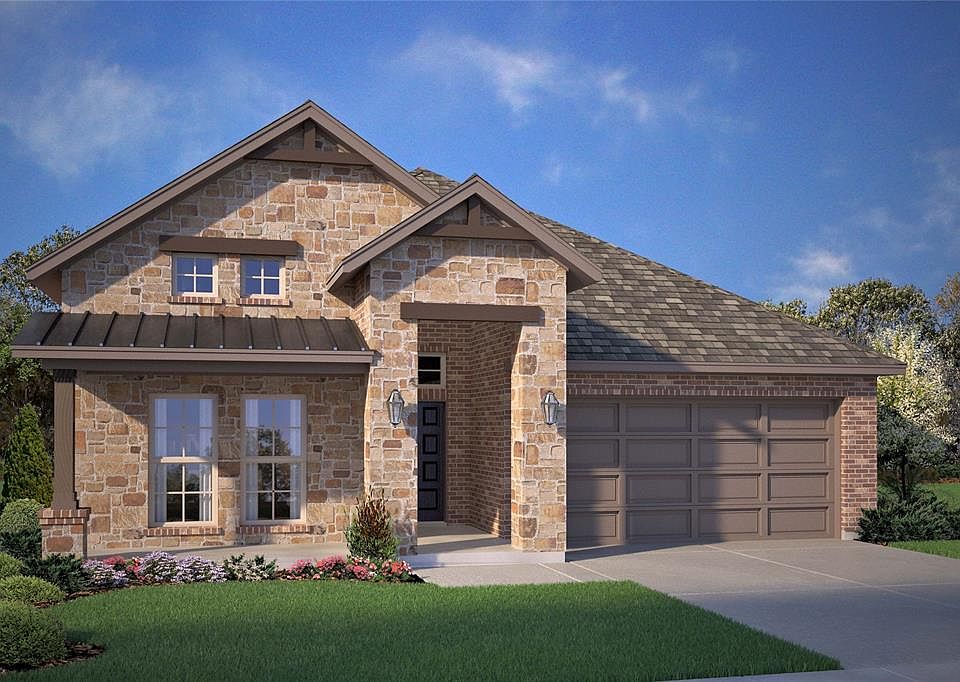 Front elevation - D.R. Horton''s Canyon Falls floorplan, elevation  L - All Home and community information, including pricing, included features, terms, availability and amenities, are subject to change at any time without notice or obligation. All Drawings, pictures, photographs, video, square footages, floor plans, elevations, features, colors and sizes are approximate for illustration purposes only and will vary from the homes as built.