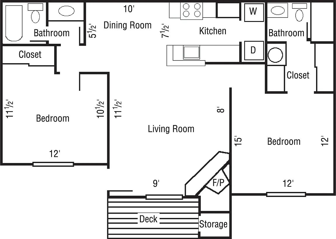 Floor plan 2 Bedroom 2 Bath
