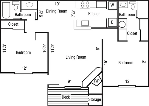 Floor plan 2 Bedroom 2 Bath