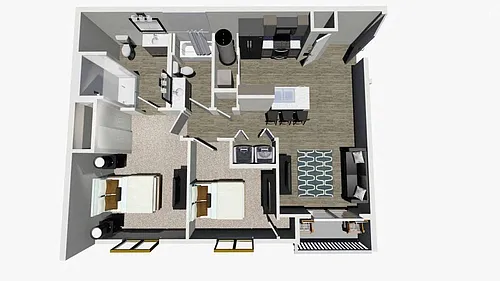 Floor plan The Willow 2 Bedroom 2 Bathroom