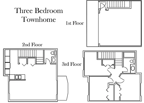 Floor plan Three Bedrooms One and a Half Bathrooms