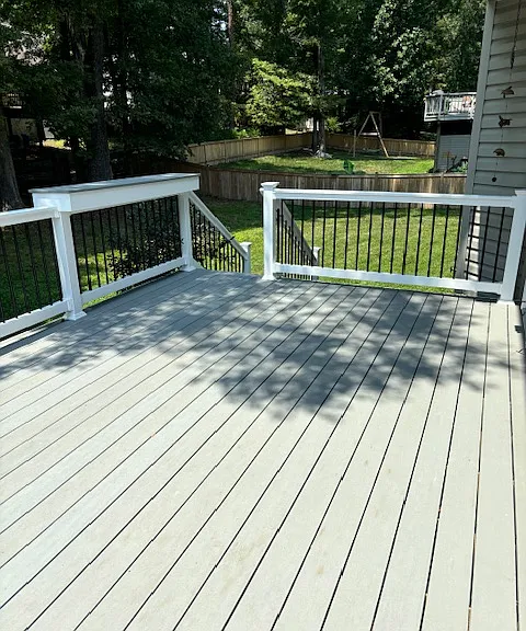 Deck bar on the railing by the stairs.