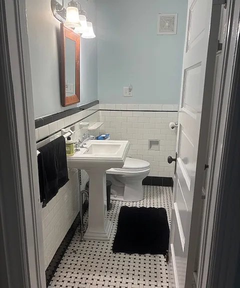 1/2 bath located downstairs
