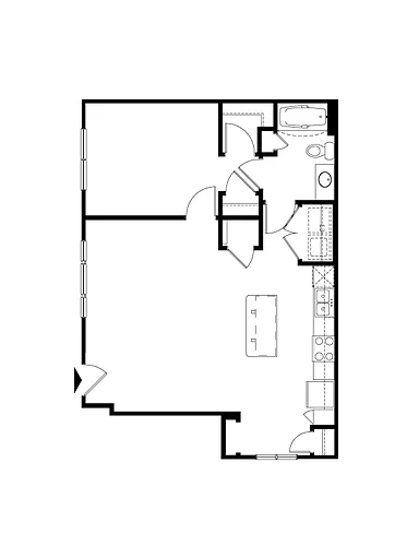 Floor plan 1 BR Grand Courtyard Garage