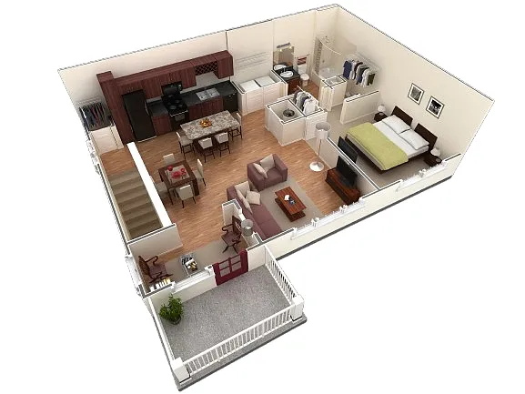 Floor plan 1 BR Grand Overlook