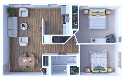 Floor plan 2 BR - 1 BTH Renovated