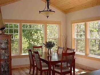 Formal dining with lake views