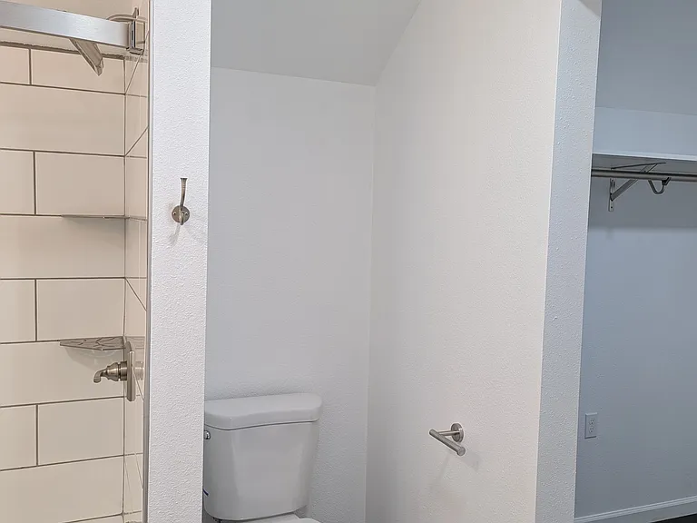 Spacing makes a comfortable master bath.