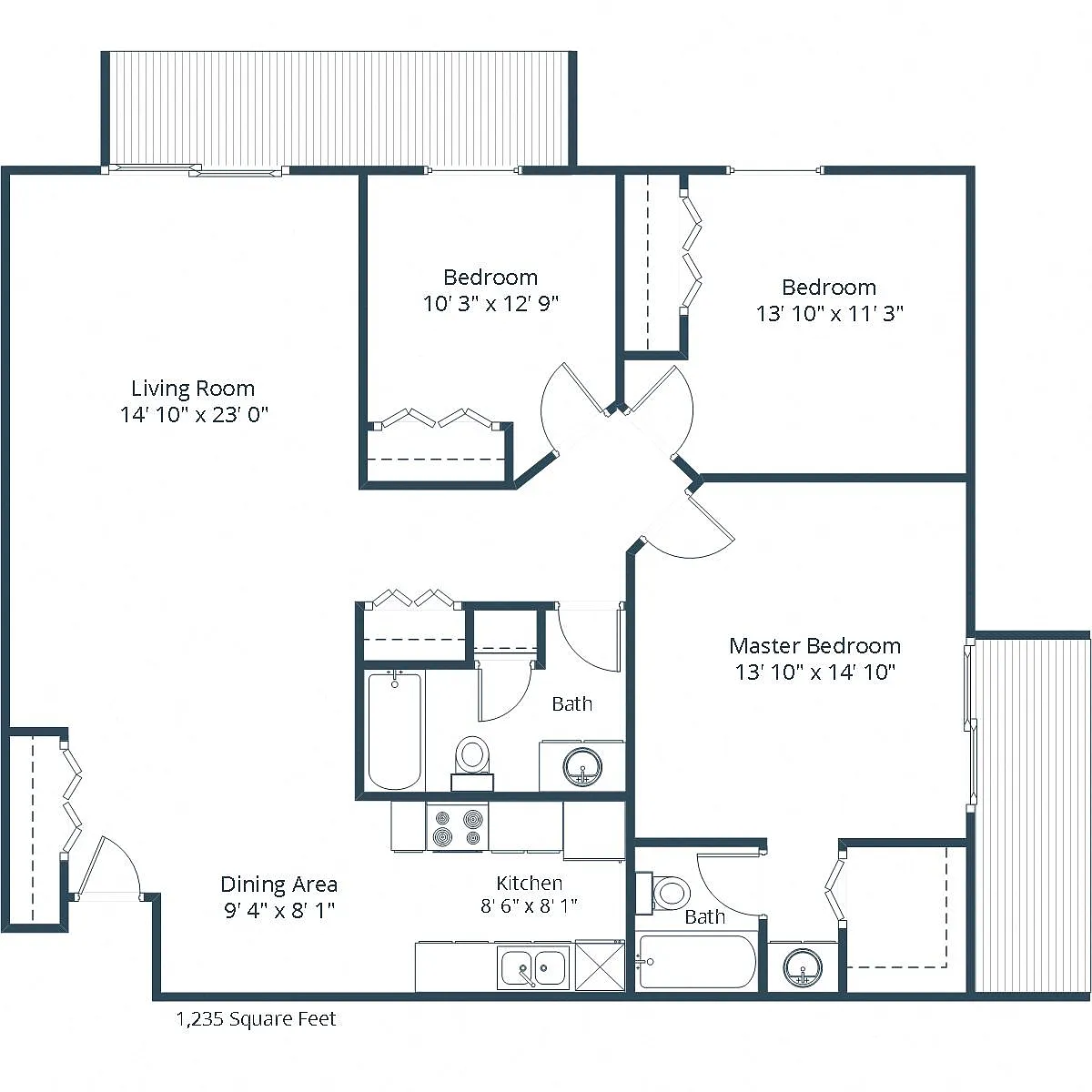 Floor plan Three Bedroom 32A