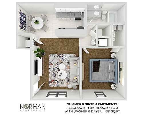 Floor plan 1-bed flat at Summer Pointe