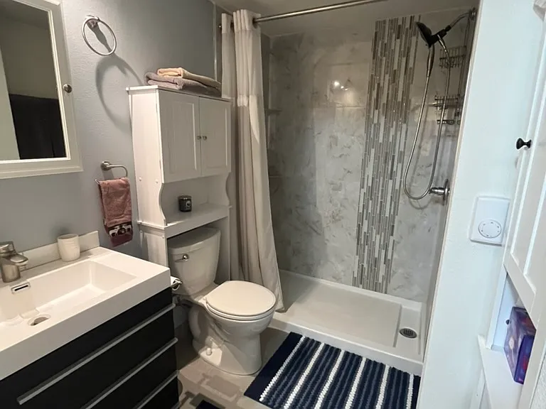 Bathroom with extra storage cabinets
