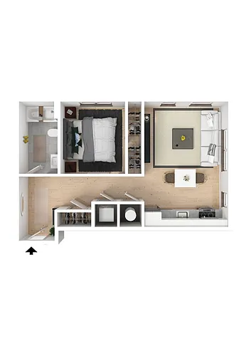 Floor plan 1 Bedroom-A3