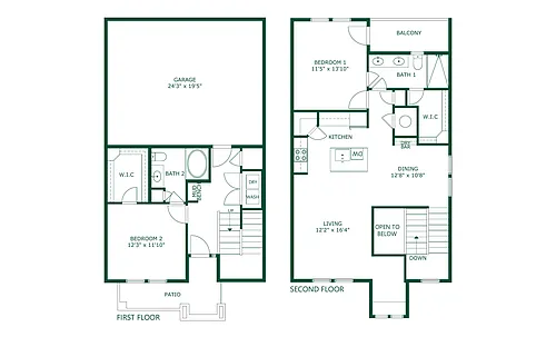 Floor plan 2 Bedroom 2 Bath