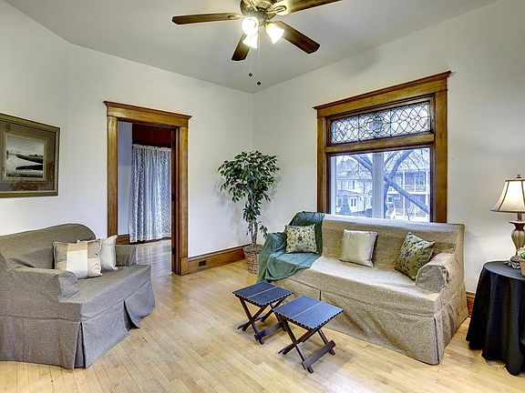 Generous living area with awesome bay window overlooking Pol