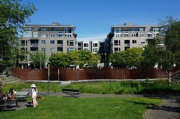 The Lexis, view from Tanner Springs Park