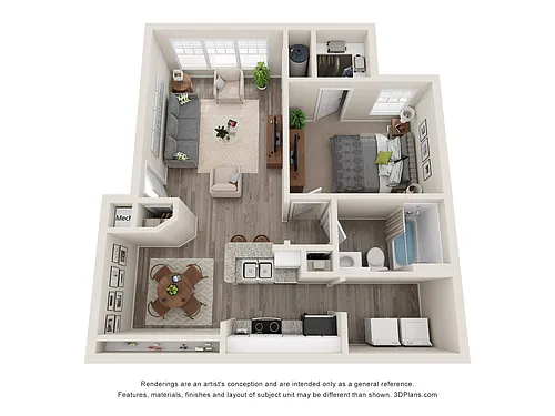 Floor plan 1x1 - The Belltower