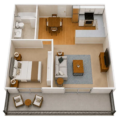 Floor plan 1 BEDROOM 740 SQ FT