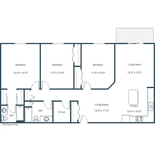 Floor plan Three Bedroom 32A