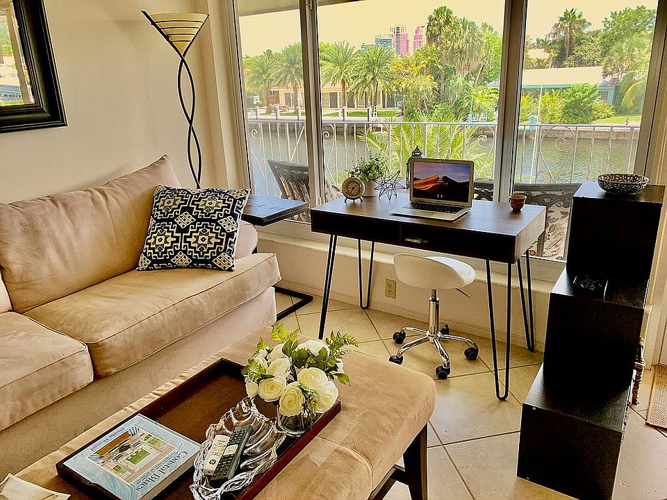 Living room waterway view